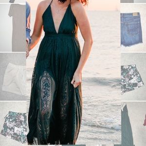 Green lace maxi dress